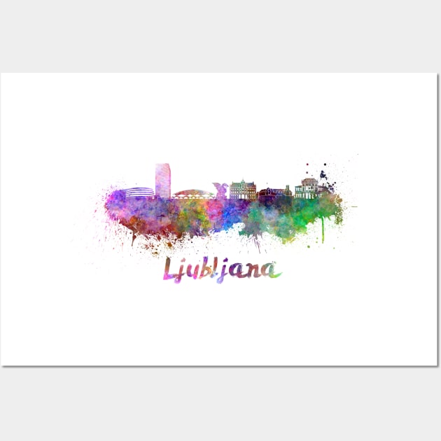 Ljubljana skyline in watercolor Wall Art by PaulrommerArt